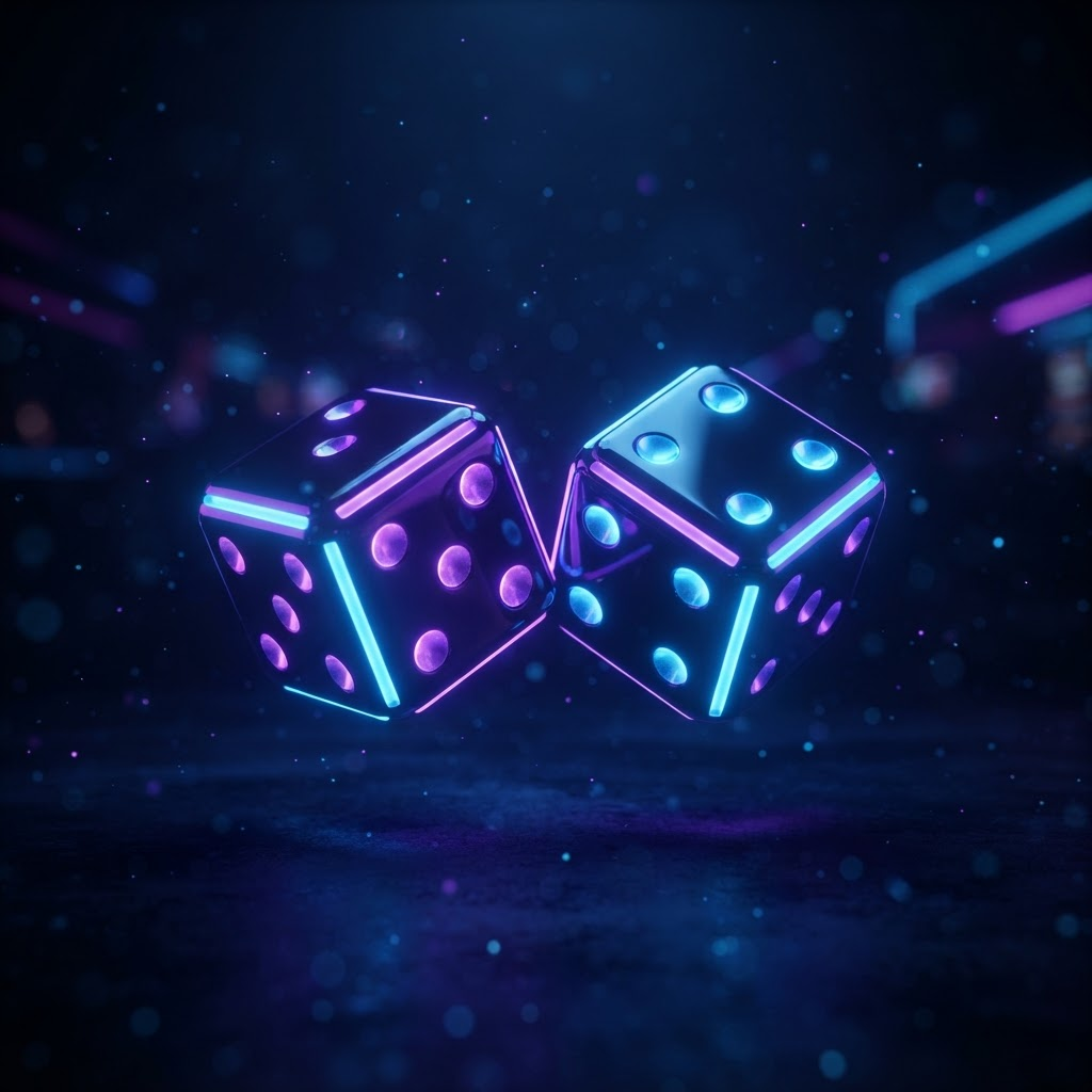 Glowing neon casino dice